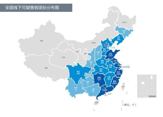 全国线下售假团伙分布